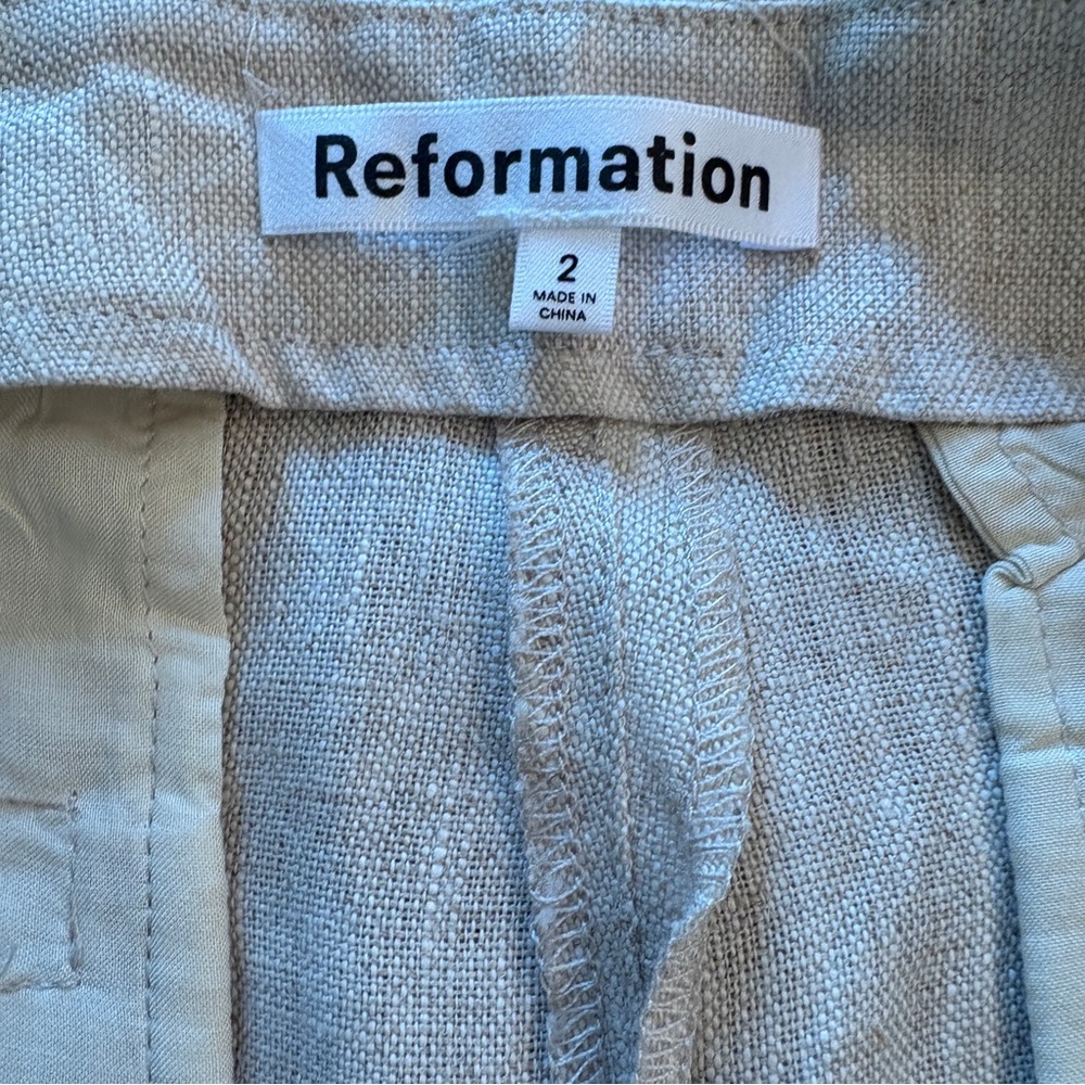 Reformation Linen Pants Vida Low Rise Oatmeal 2 - Picture 5 of 16